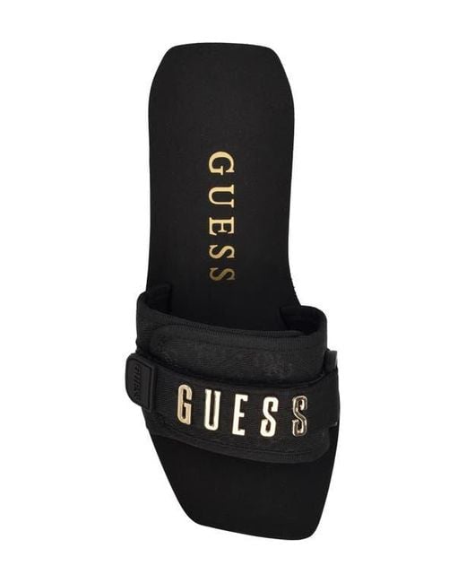 Guess Black Dellean Platform Wedge Sandal