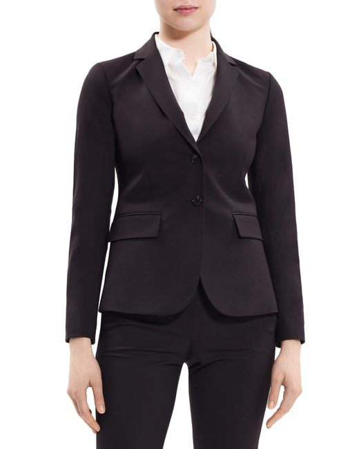 Theory Blue Carissa Stretch Wool Classic Suit Jacket