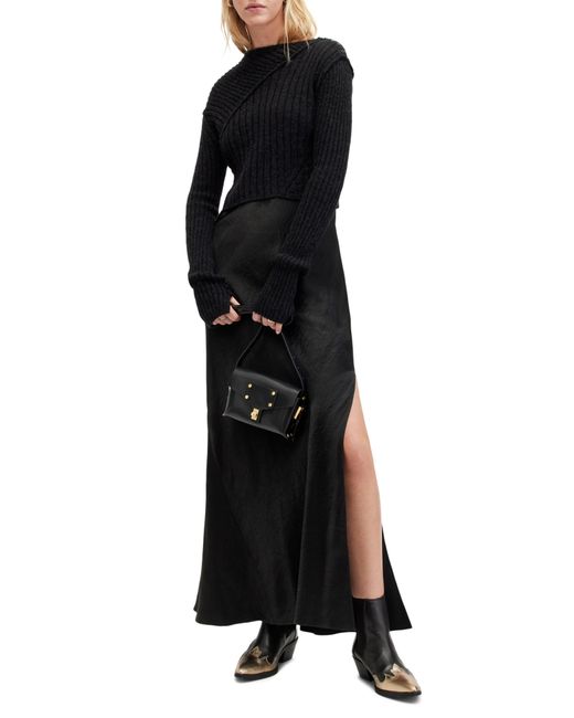 AllSaints Black Amos Two-piece Sweater & Satin Dress