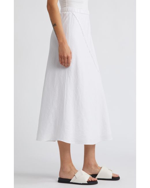 DKNY White Linen Midi Skirt