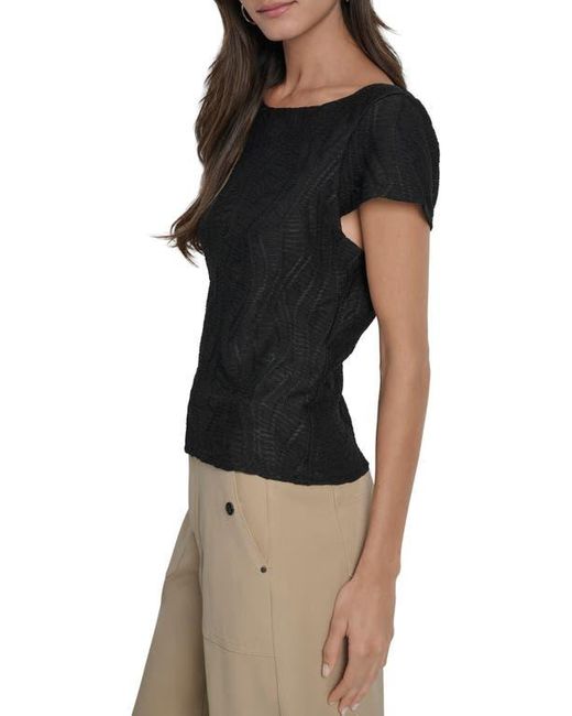 DKNY Black Texture Knit Top