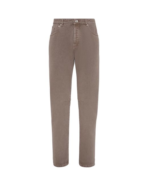 Brunello Cucinelli Brown Leisure Fit Five-Pocket Trousers for men