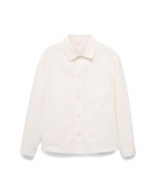 Mango White Lightweight Twill Chore Coat for men