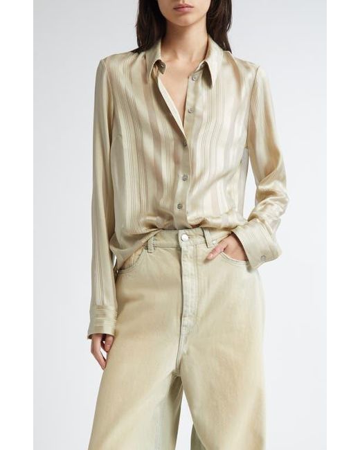 Stella McCartney Natural Variegated Stripe Silk Button-Up Shirt