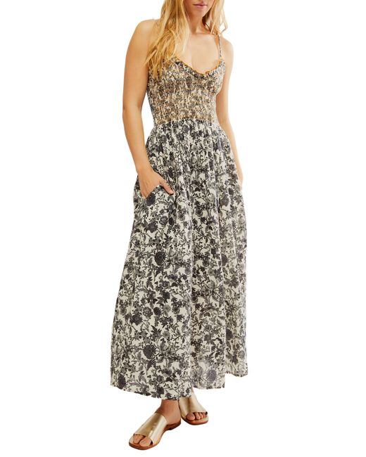Free People Multicolor Sweet Nothings Floral Print Sleeveless Maxi Sundress