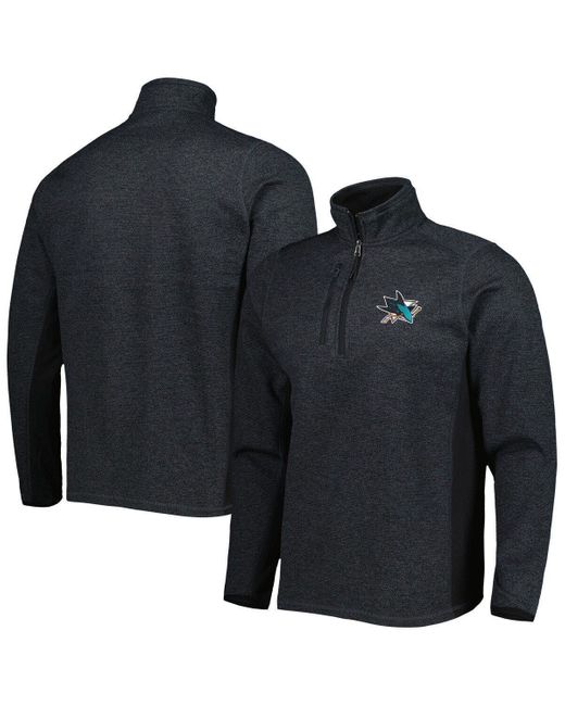 Antigua Heathered Black San Jose Sharks Course Quarter-zip Jacket for men