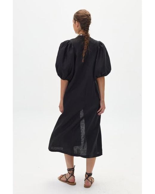 Lanhtropy Blue Bubble Linen Dress