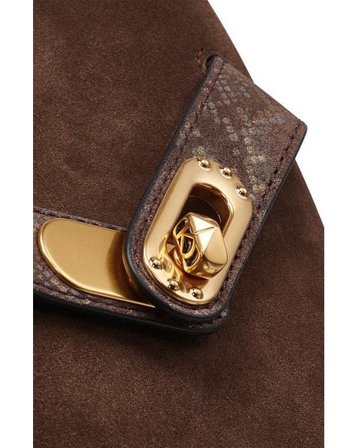 Donna Karan Brown Bridgehampton Python Suede Small Crossbody