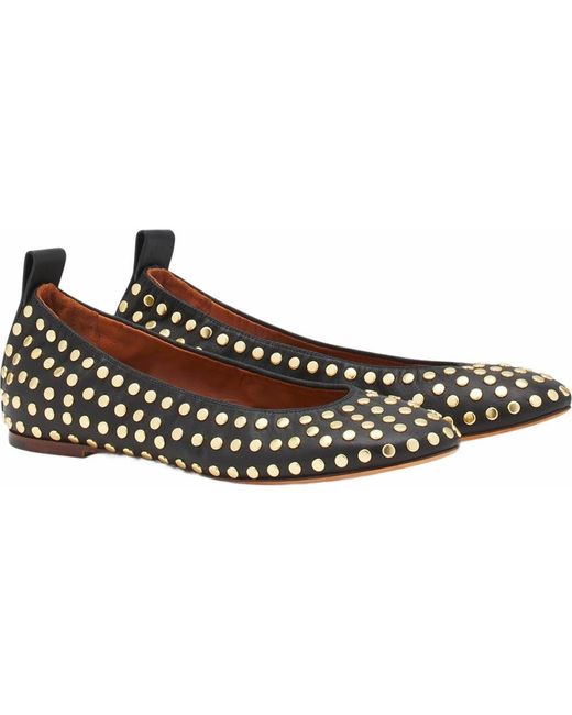 Lanvin Brown The Leather Ballerina Flat With Studs
