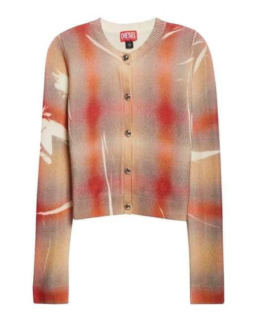 DIESEL Pink M-Chloty Distorted Check Wool Cardigan