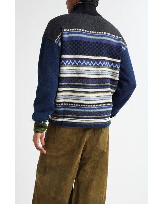 Marni Blue Mixed Stripe Zip Cardigan for men