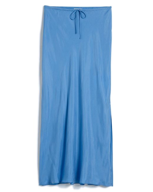 Madewell Blue Drawstring Maxi Slip Skirt