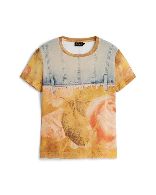 Desigual Multicolor Patchwork Pattern T-Shirt