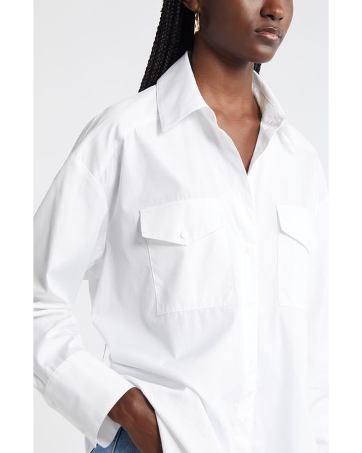 Nordstrom White Poplin Two-pocket Button-up Shirt