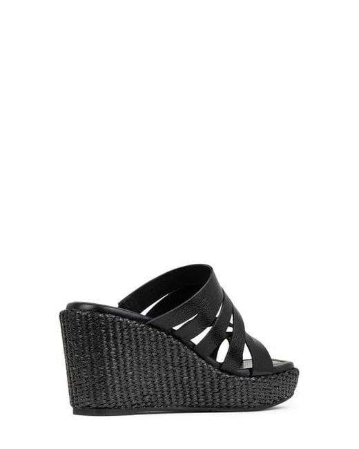 Donald J Pliner Black Annamaria Platform Wedge Slide Sandal