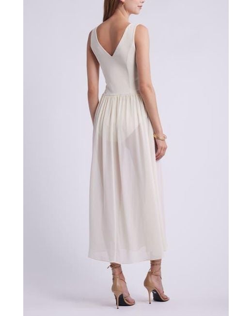 Open Edit Multicolor Mixed Media Side Slit Tank Dress