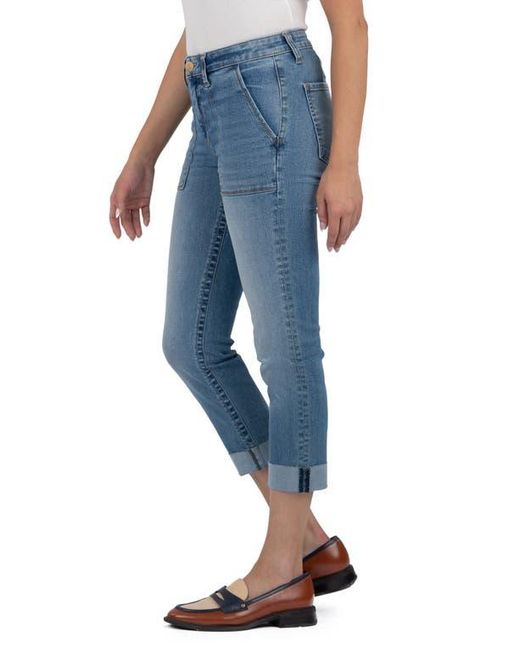 Kut From The Kloth Blue Stevie Raw Hem Crop Straight Leg Utility Jeans