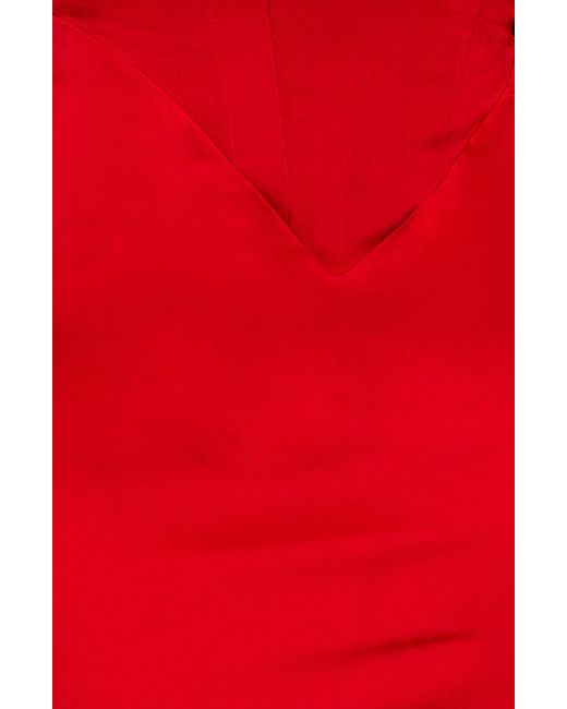 House Of Cb Red Anais Satin Corset Midi Dress