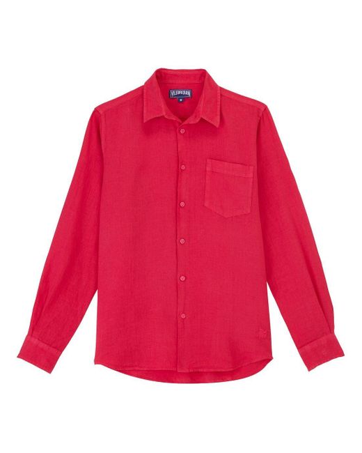 Vilebrequin Red Linen Solid Shirt for men