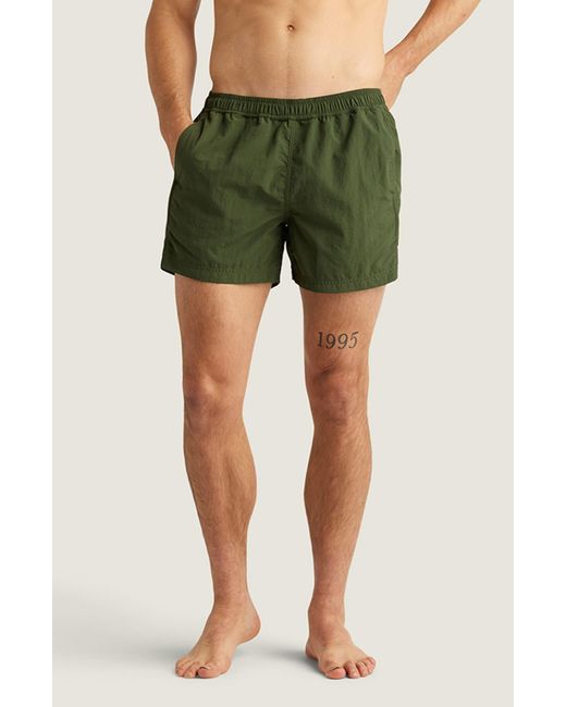 AUTO-REPLY™ Green Sebastian Solid 4-Inch Nylon Swim Trunks for men