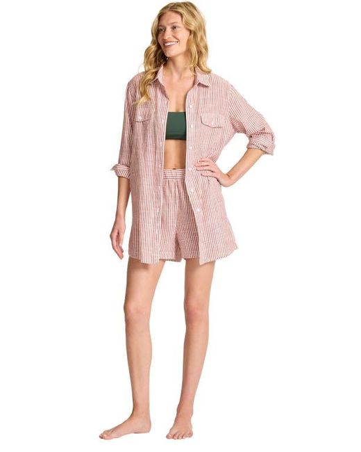 Tommy Bahama Pink Shoreline Stripe Cotton Cover-Up Shirtdress