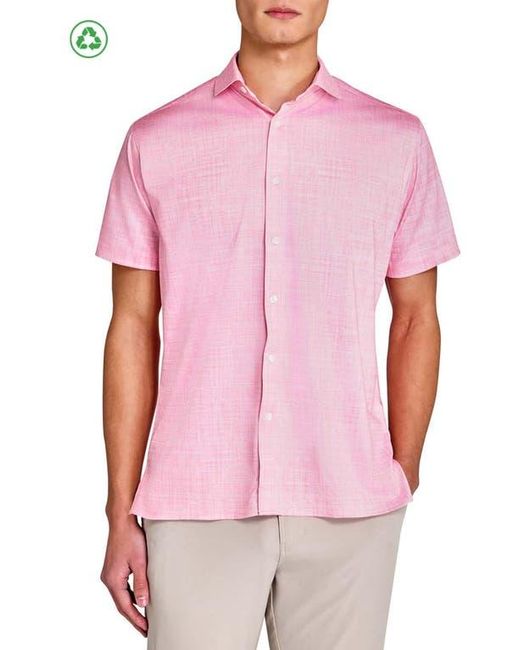 Con.struct Pink Regular Fit Chambray Recycled Performance Golf Button-Down Shirt for men