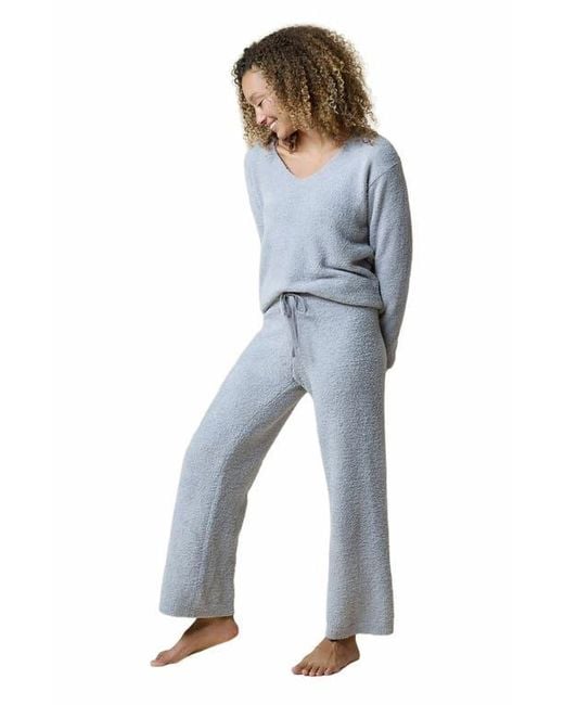 Softies Blue Solid Marshmallow V-Neck Lounge Set