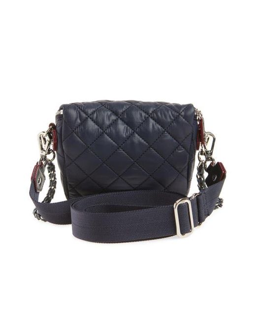 MZ Wallace Black Micro Crosby Diamond Quilted Nylon Sling Bag