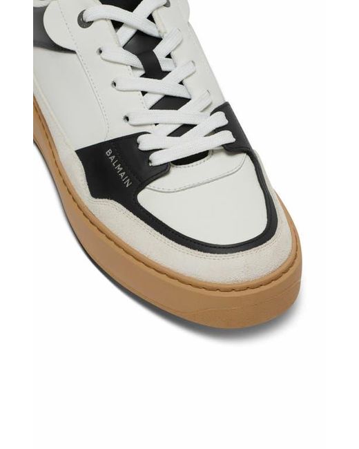 Balmain Gray B-Court Flip Leather Trainers for men