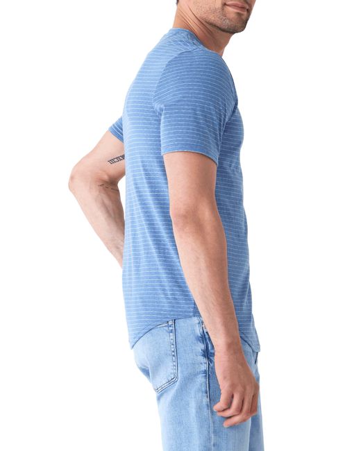 Threads For Thought Blue Stripe Short Sleeve Henley for men