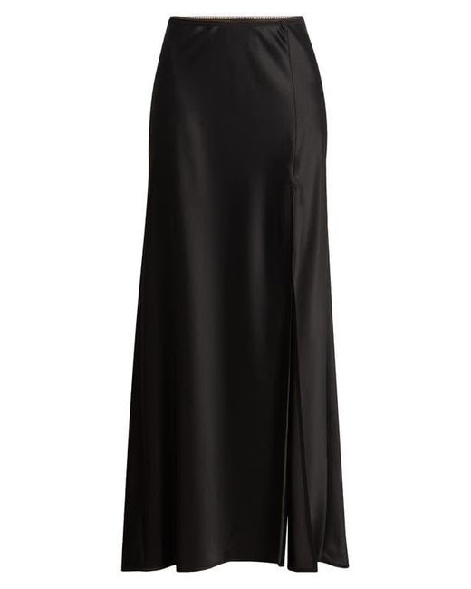 Reformation Black Layla Satin Maxi Skirt