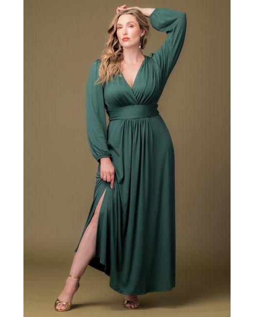 Kiyonna Women's Green Kelsey Long Sleeve Maxi Dress - www.magambanetwork.com