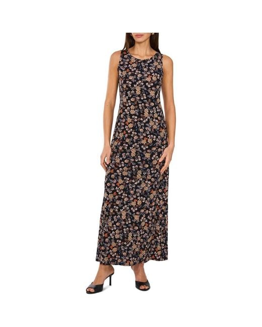 Vince Camuto Women's Black Floral Print Sleeveless Maxi Dress