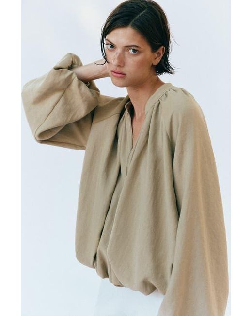 H&M Natural Bubble-Hem Jacket With Scarf