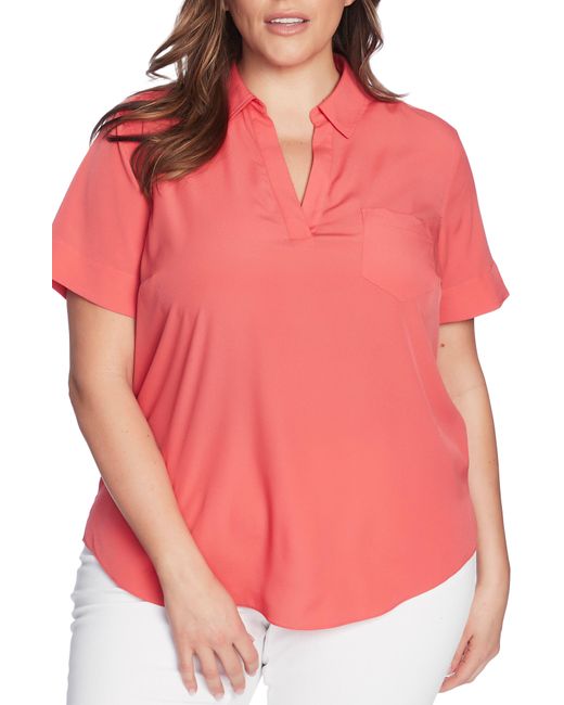 Court & Rowe Pink Patch Pocket Collared Blouse