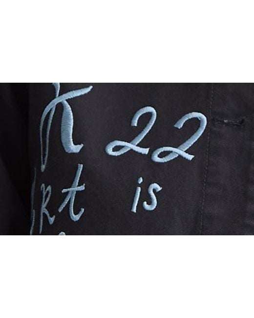 Scotch & Soda Black Washed Embroidery Detail Cotton Workwear Jacket