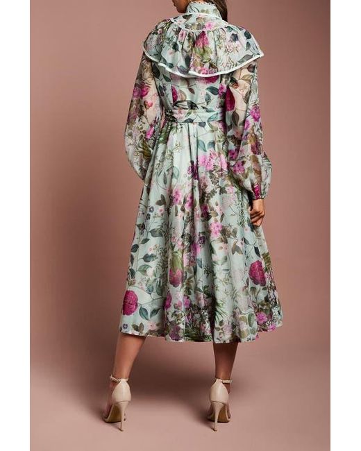 Coast White Long Sleeve Printed Organza Shirt Dress