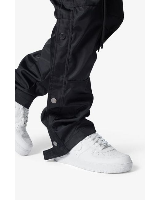 MNML Black Side Snap Nylon Cargo Pants for men