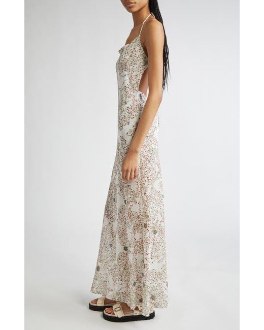 Siedres White Nensi Semisheer Open Back Maxi Dress
