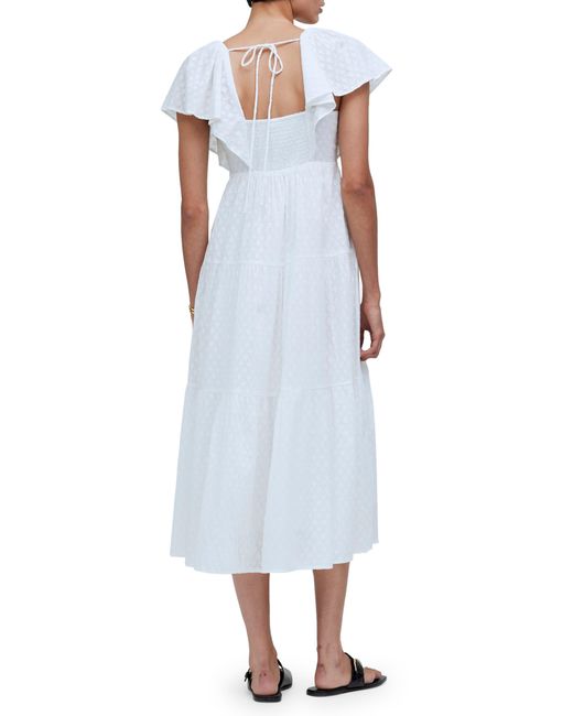 Madewell White Flutter Sleeve Maxi Dress