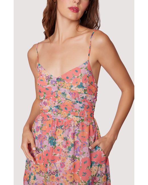 LOST AND WANDER Pink Lost + Wander Floral Bliss Midi Dress