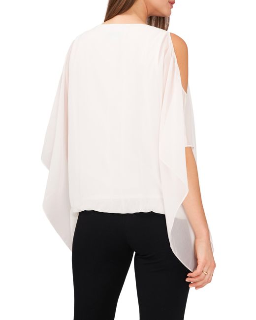 Chaus White Cold Shoulder Cape Sleeve Top