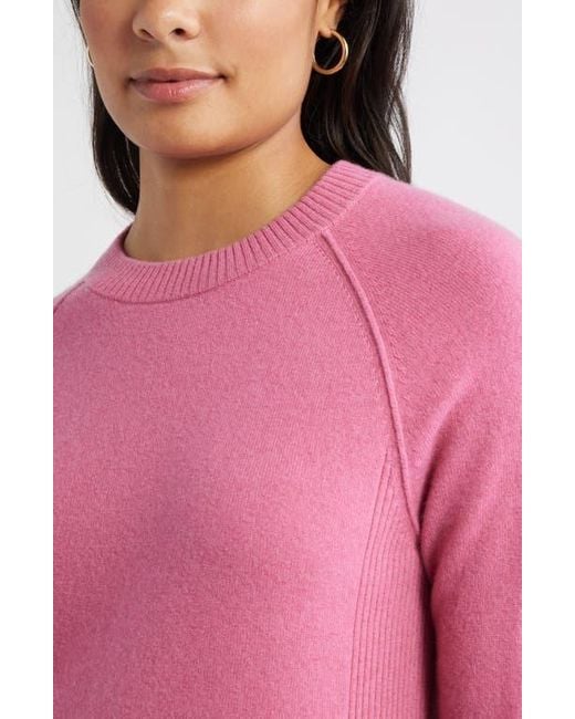 Caslon Pink Raglan Sleeve Wool & Cashmere Sweater