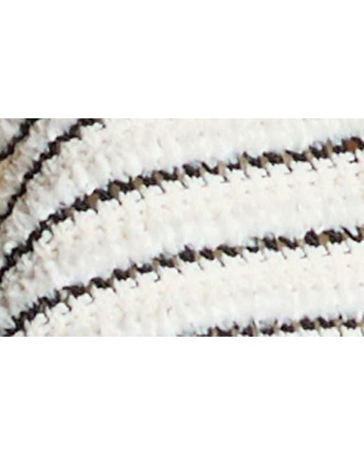 St. John White Stripe Eyelash Chenille Sweater Jacket