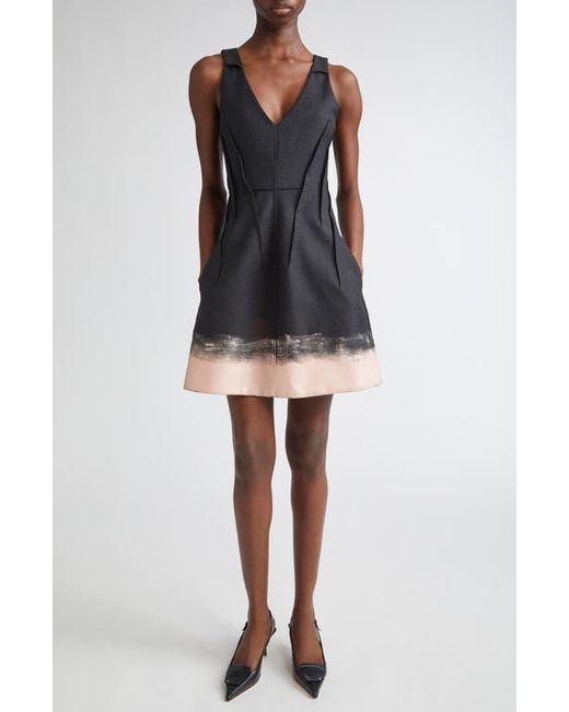 Jason Wu Black Painted Hem Glen Plaid Wool Minidress
