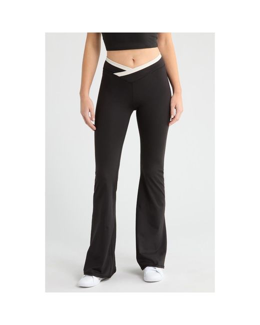 PacSun Black Contrast Crossover Flare Leggings