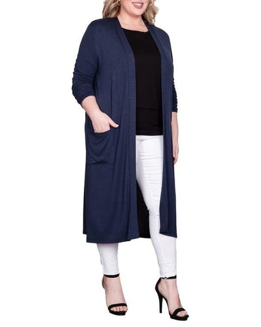 Standards & Practices Blue Open Front Duster Cardigan