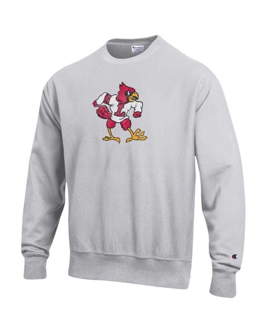 Champion Heathered Gray Louisville Cardinals Vault Logo Reverse Weave  Pullover Sweatshirt for Men