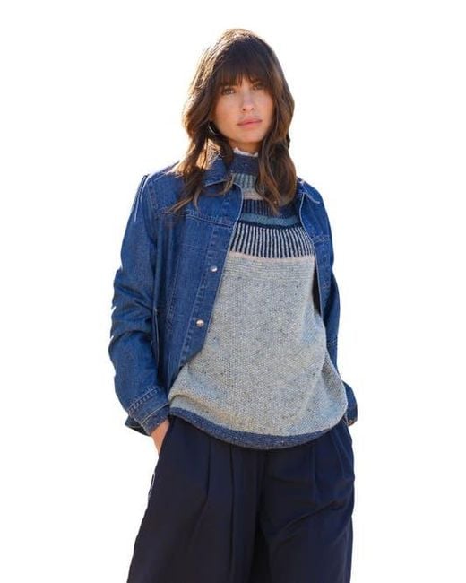 Celtic & Co. Blue Statement Donegal Wool Sweater