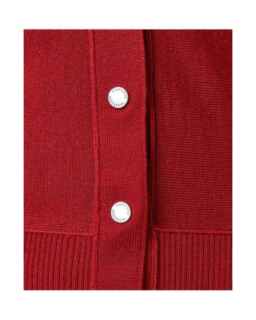 AllSaints Red Honor V Merino Wool Cardigan